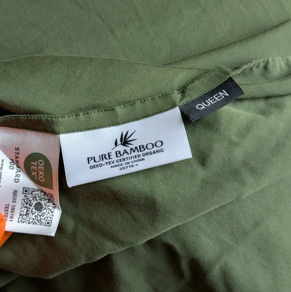 Pure Bamboo Green Queen Fitted Sheets & Flat Sheets Flowy Cooling Breathable - Picture 12 of 13
